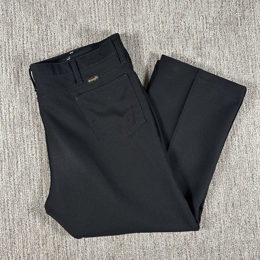 Vintage Wrangler 82BK Regular Fit Boot Cut Black Dress Pants Mens 42x30 Made USA